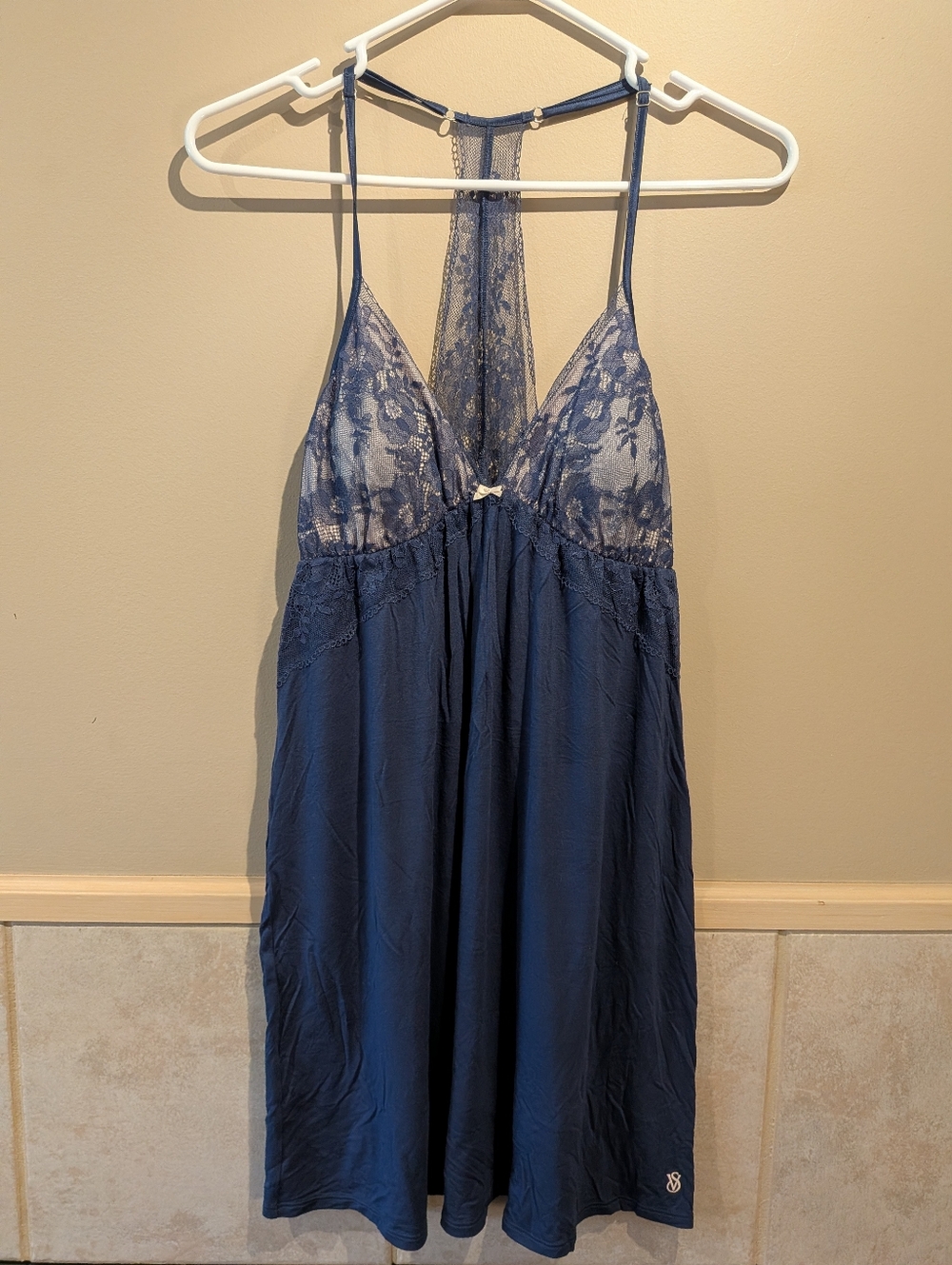 Victoria's Secret, Soft Lace Lined Nightie, Navy, Size M